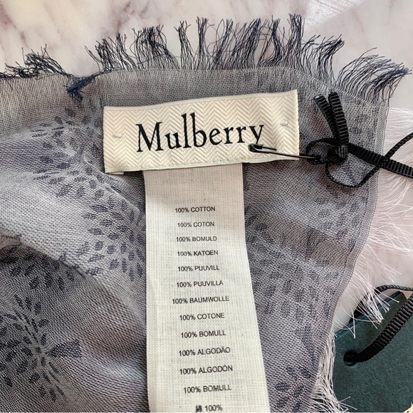 [🌟 PRICE FIRM] Mulberry Gray Tamara Square 140 Large Cotton Scarf Wrap Shawl - Picture 6 of 7